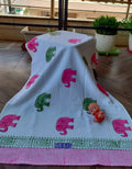 Kids Handblock Printed Waffle Cotton Bath Towel - Pink Ellie