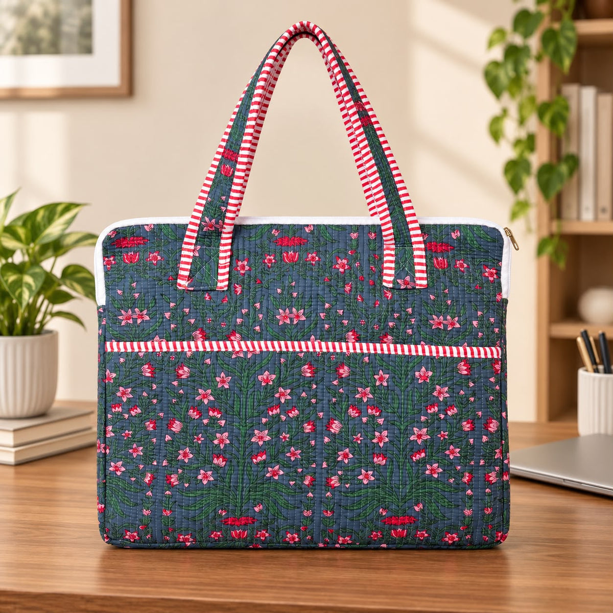 Quilted Cotton Laptop Bag