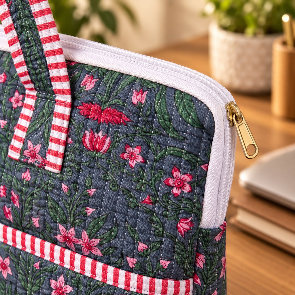 Quilted Cotton Laptop Bag