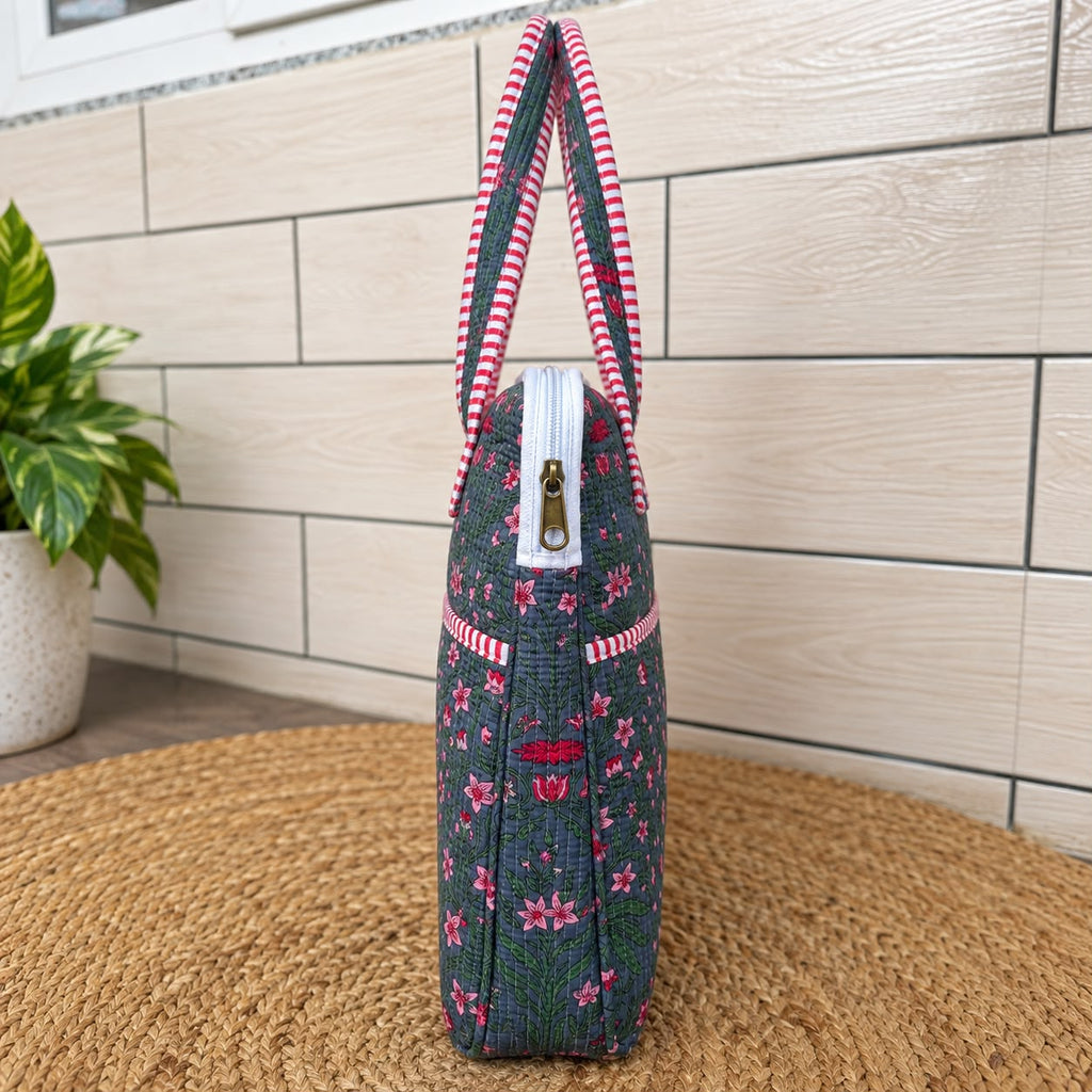Quilted Cotton Laptop Bag