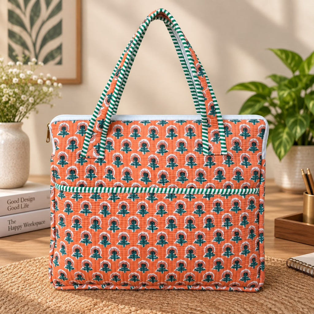 Quilted Cotton Laptop Bag
