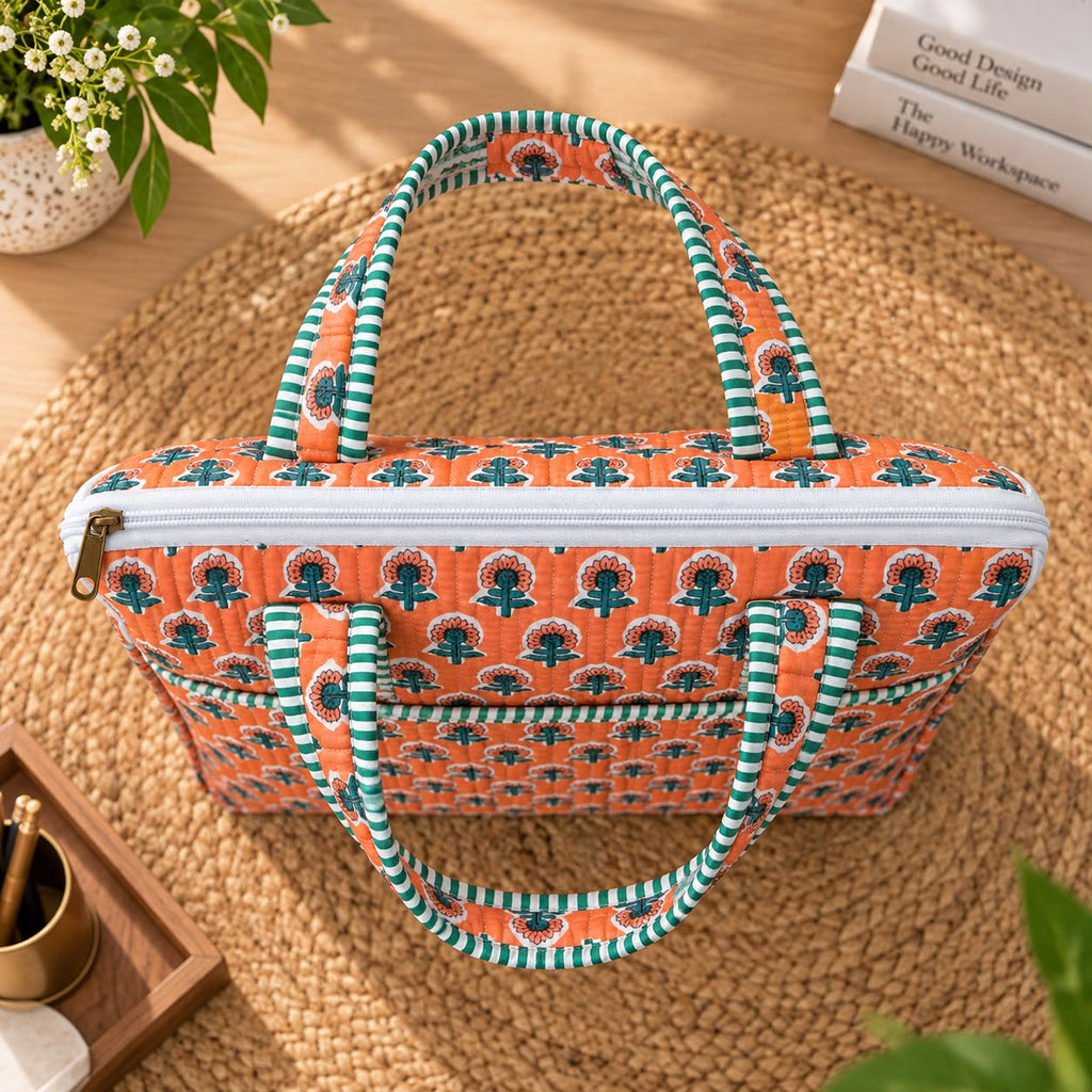 Quilted Cotton Laptop Bag