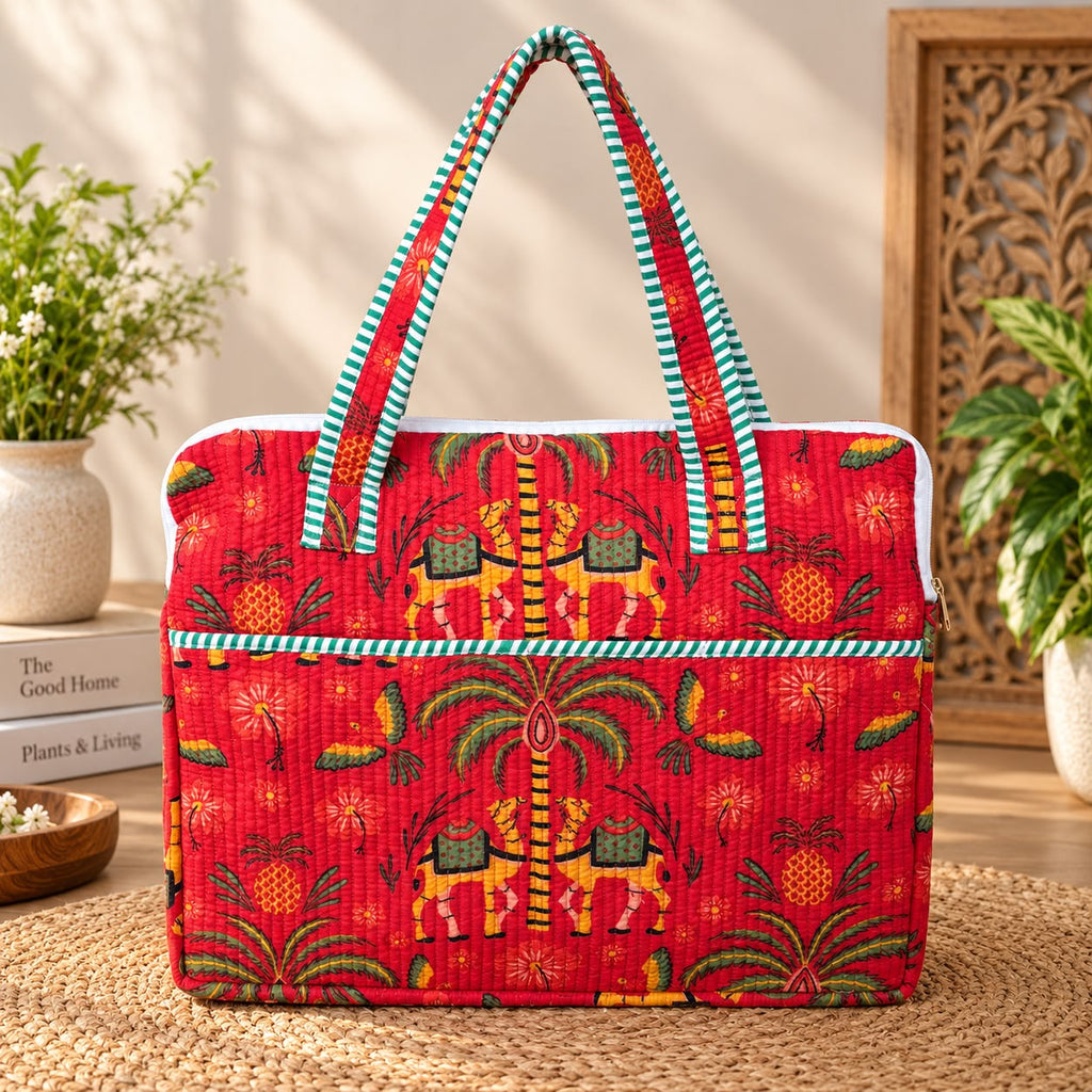 Quilted Cotton Laptop Bag