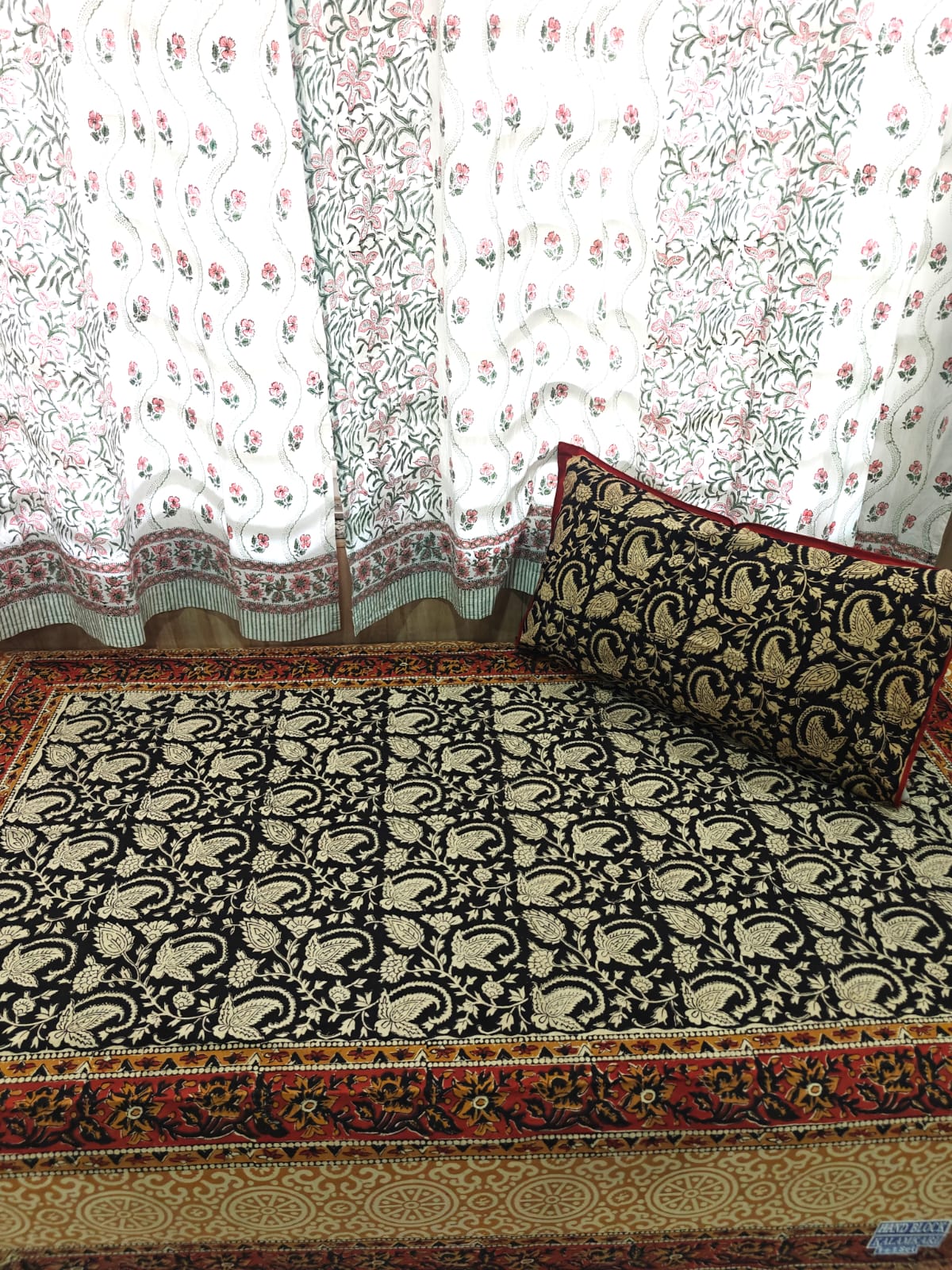 Kalamkari Handblock Printed Cotton Single Bedsheet