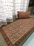 Kalamkari Handblock Printed Cotton Single Bedsheet