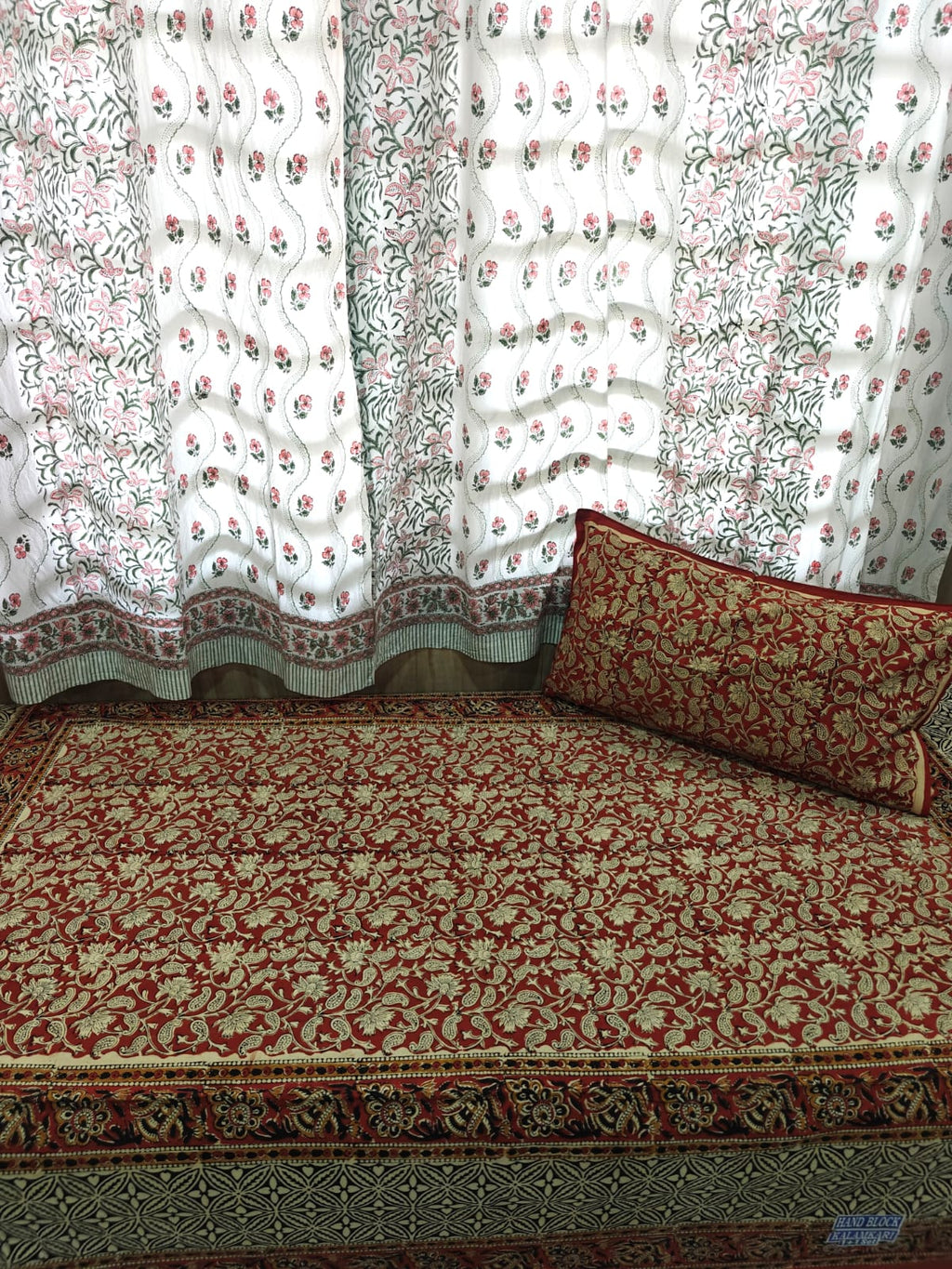 Kalamkari Handblock Printed Cotton Single Bedsheet