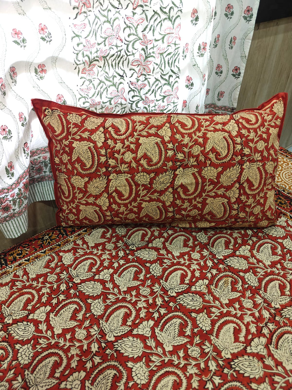 Kalamkari Handblock Printed Cotton Single Bedsheet