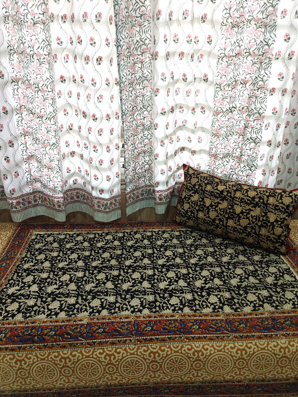 Kalamkari Handblock Printed Cotton Single Bedsheet