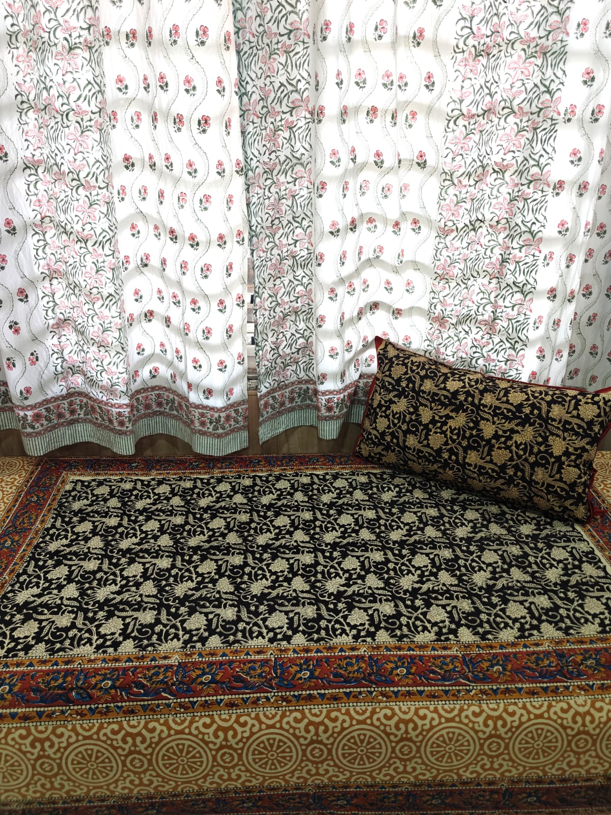 Kalamkari Handblock Printed Cotton Single Bedsheet