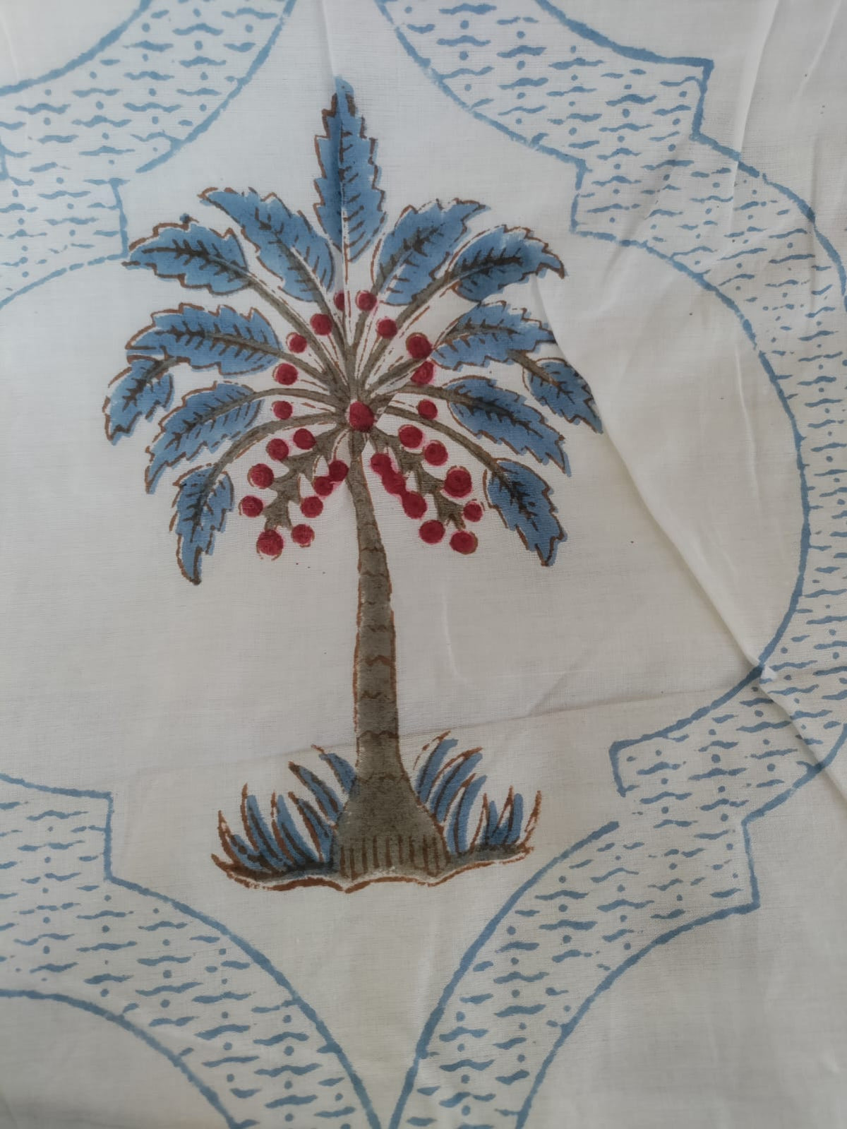 Handblock Printed Mulmul Single Dohar - Neel Mahal