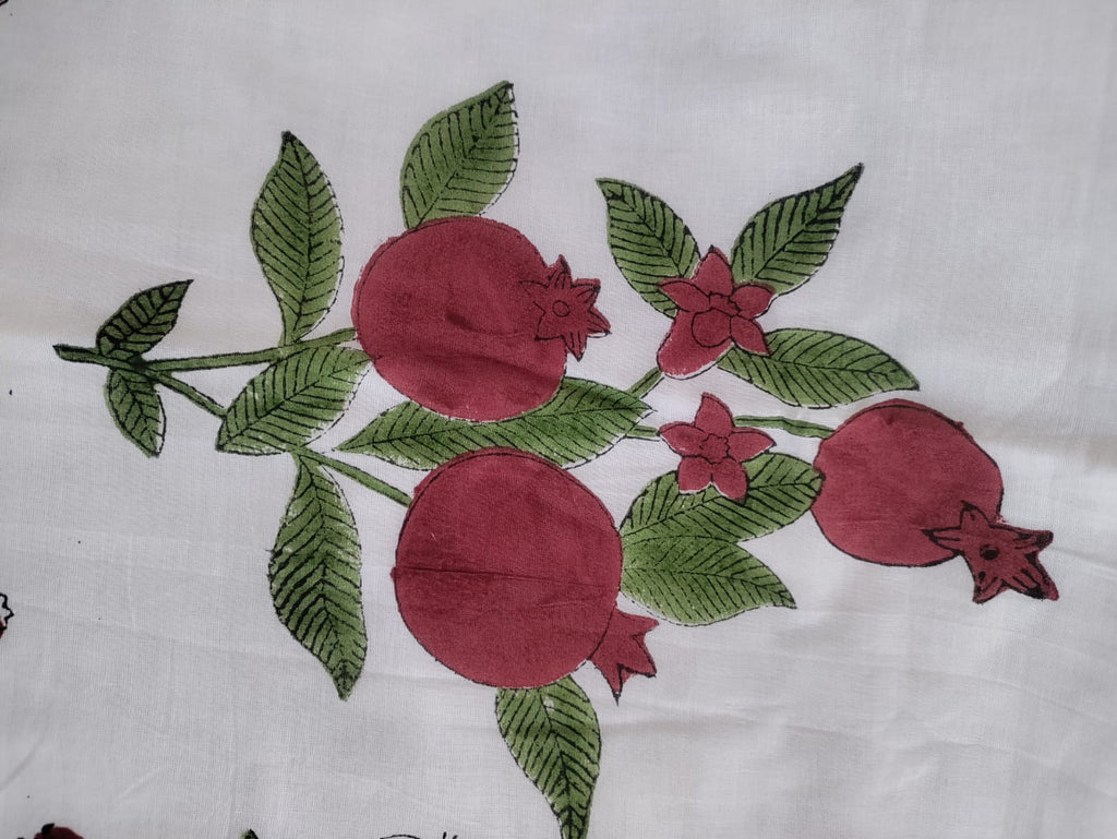 Handblock Printed Mulmul Single Dohar - Anar Bagh