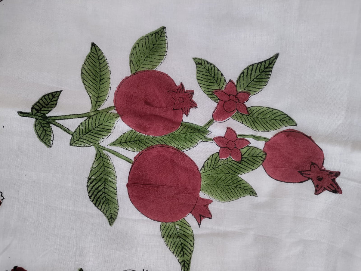 Handblock Printed Mulmul Single Dohar - Anar Bagh