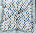Handblock Printed Mulmul Single Dohar - Neel Jharokha