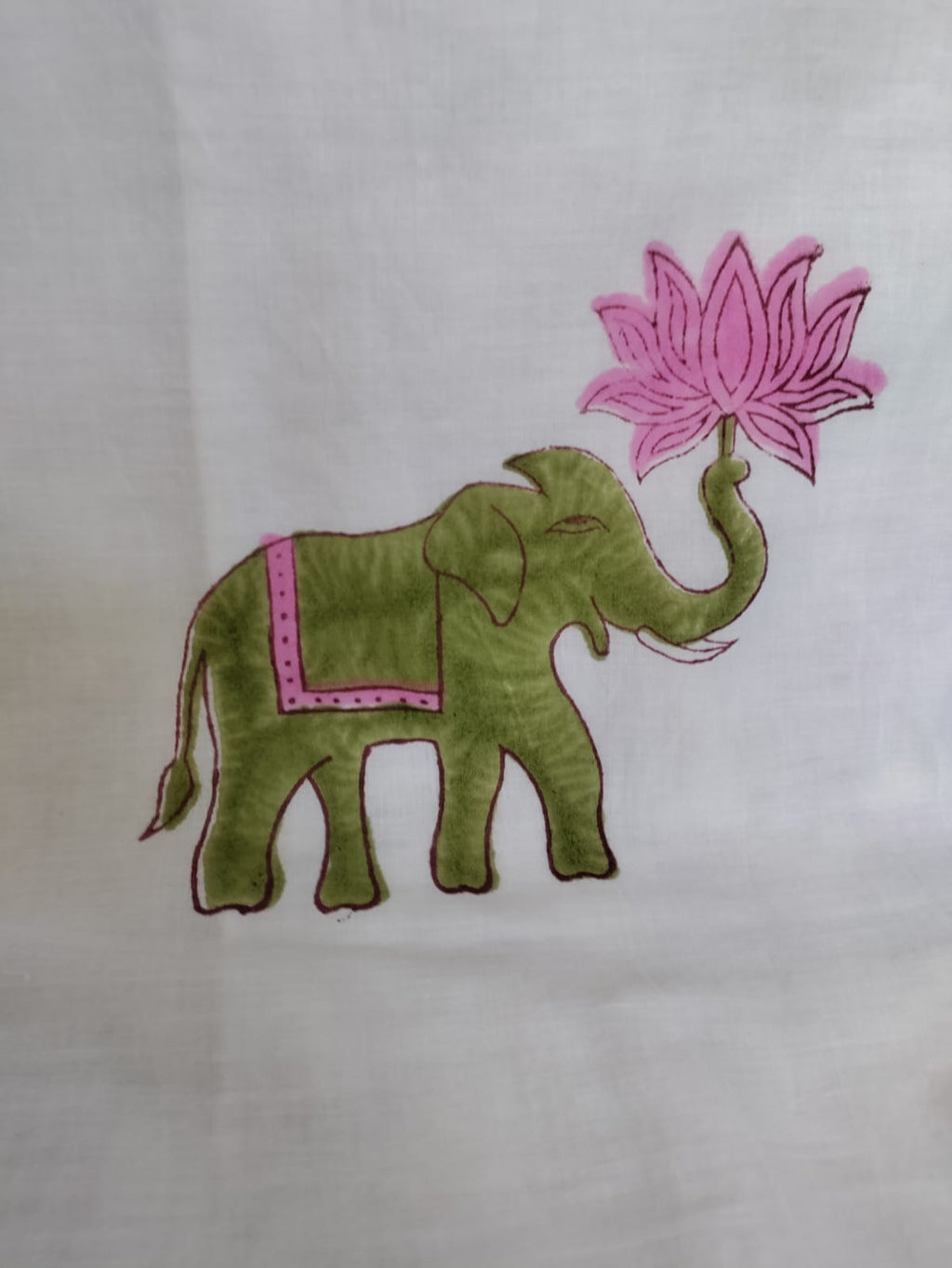 Handblock Printed Mulmul Single Dohar - Padma Hathi