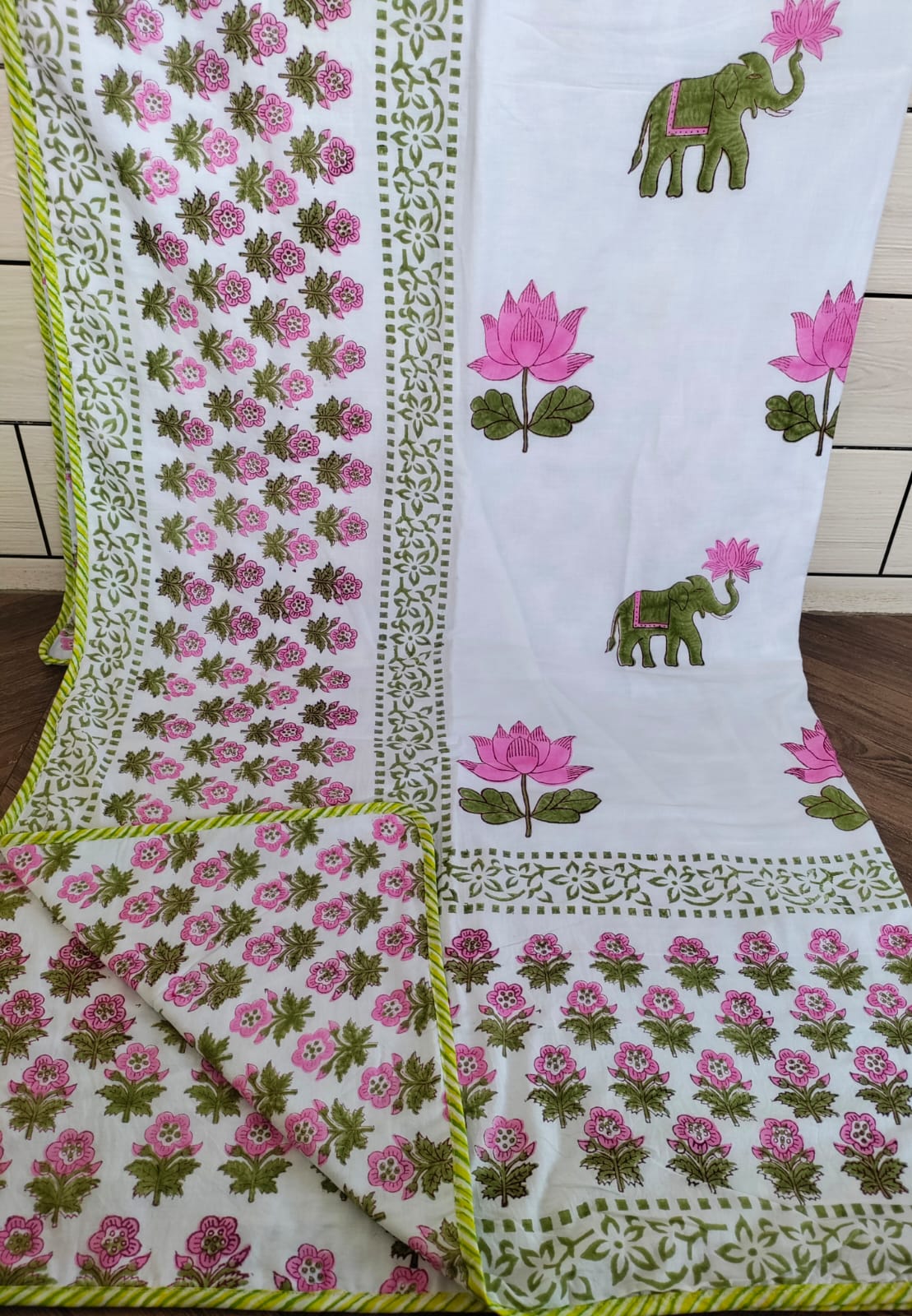 Handblock Printed Mulmul Single Dohar - Padma Hathi