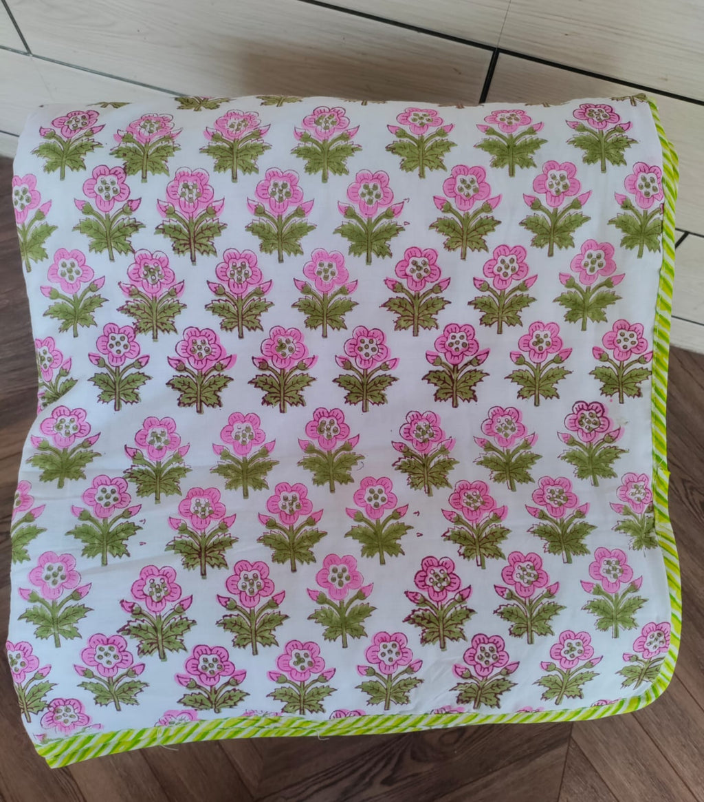 Handblock Printed Mulmul Single Dohar - Padma Hathi