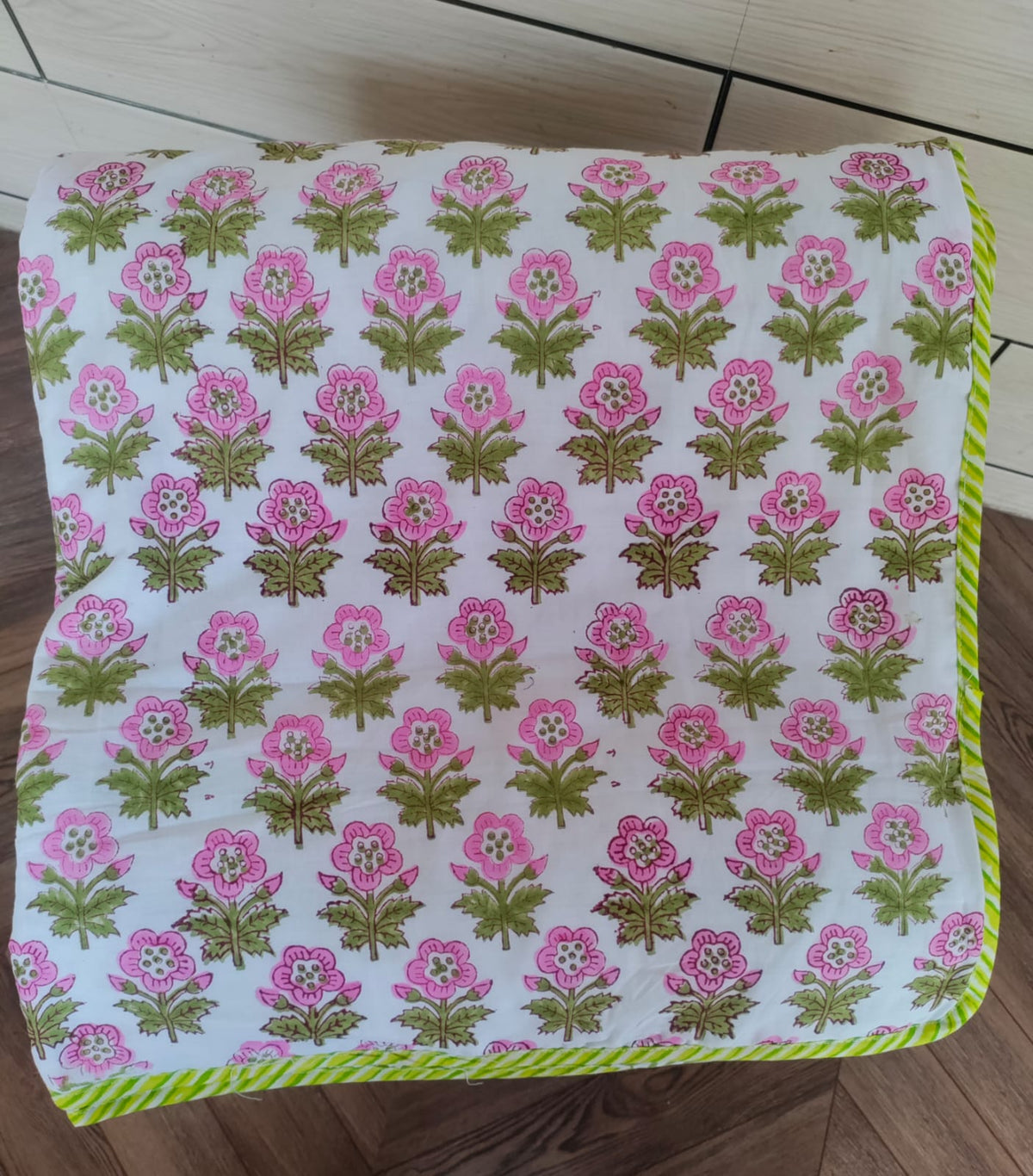 Handblock Printed Mulmul Single Dohar - Padma Hathi