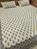 Super Premium Handblock Percale Cotton Super King Bedsheet Set - Genda Noor