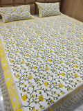 Handblock Printed 100% Cotton Super King Bedsheet Set - Peeli Bela