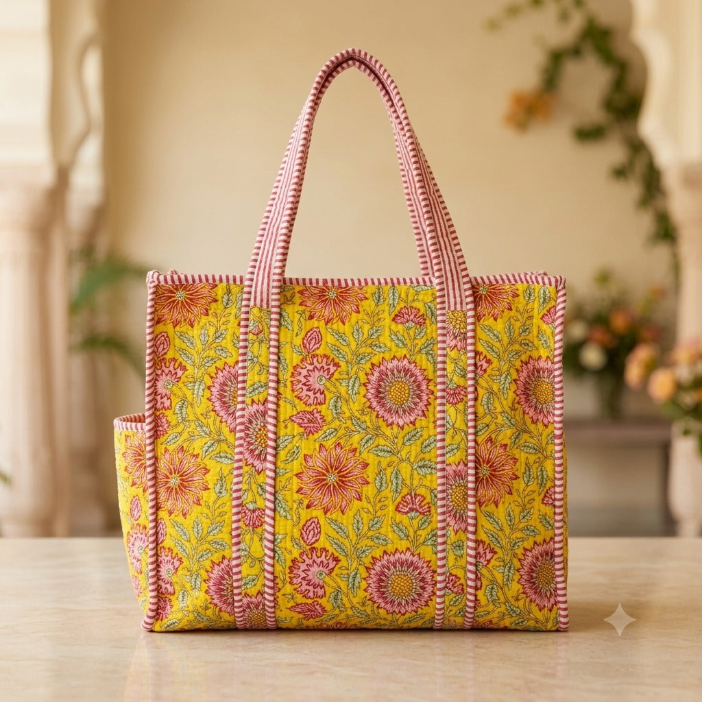 Quilted Cotton Tote Bag