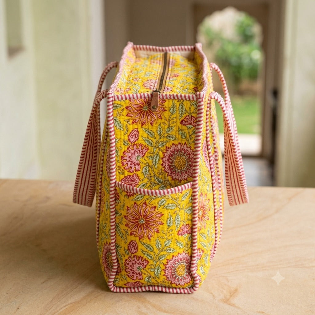 Quilted Cotton Tote Bag