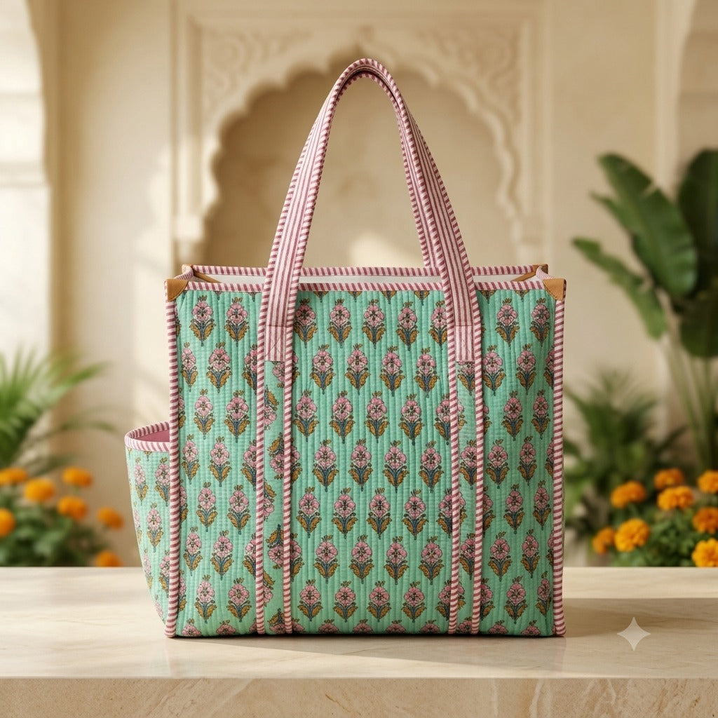 Quilted Cotton Tote Bag