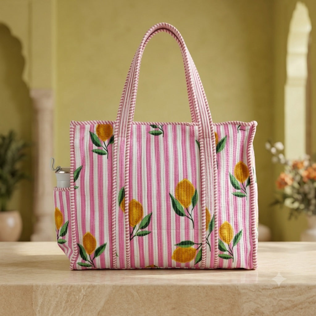 Quilted Cotton Tote Bag