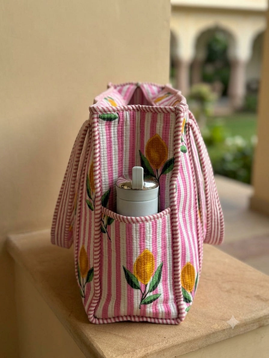 Quilted Cotton Tote Bag