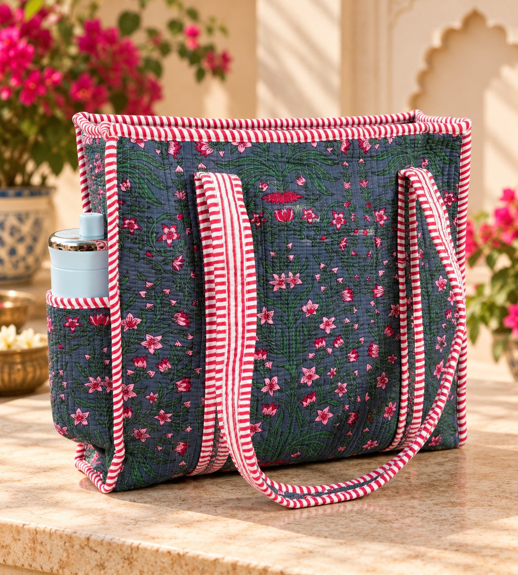 Quilted Cotton Tote Bag