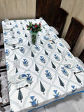 Handblock Printed Cotton Dining Table Cover & 6 Napkin Set - Neel Pushp
