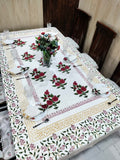 Handblock Printed Cotton Dining Table Cover & 6 Napkin Set - Anar Bagh