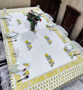 Handblock Printed Cotton Dining Table Cover & 6 Napkin Set - Sunehri Genda