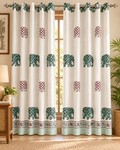 Handblock Printed Cotton Window Curtain - Firoza Hathi