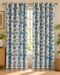 Handblock Printed Cotton Window Curtain - Neel Gulistan
