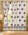 Handblock Printed Cotton Window Curtain - Gulabi Rail