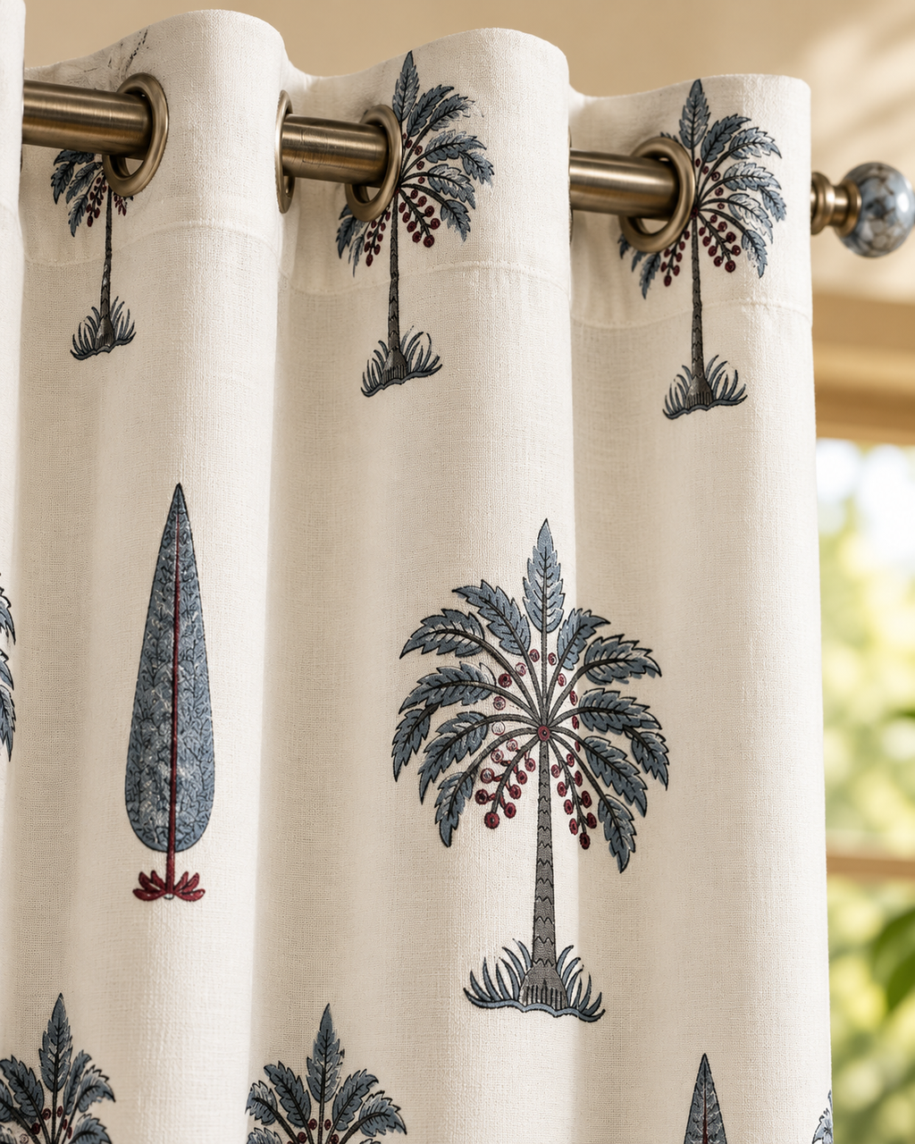 Handblock Printed Cotton Window Curtain - Neel Pankh