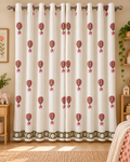 Handblock Printed Cotton Window Curtain - Gulaabi Udaan