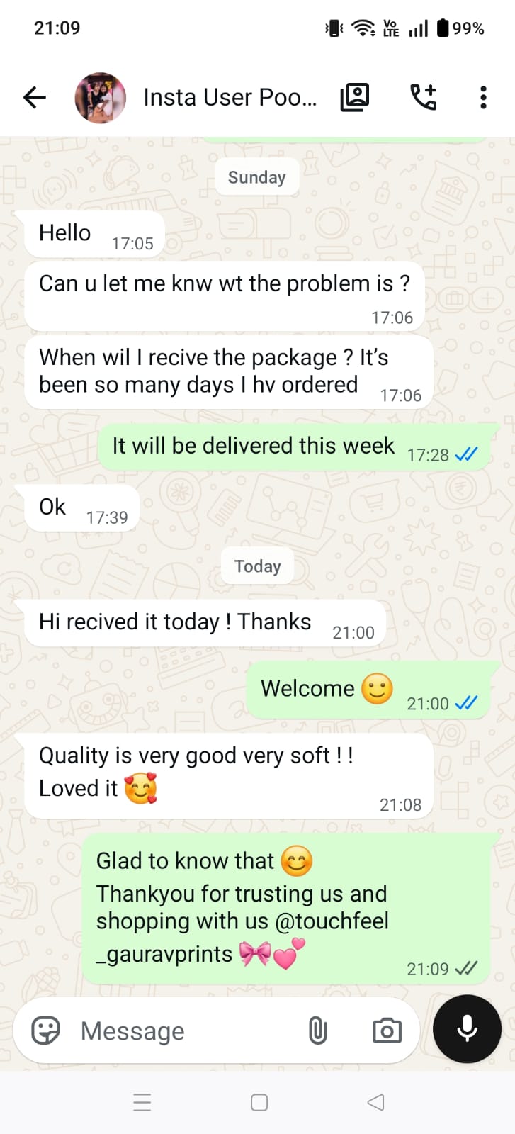 Customer testimonial