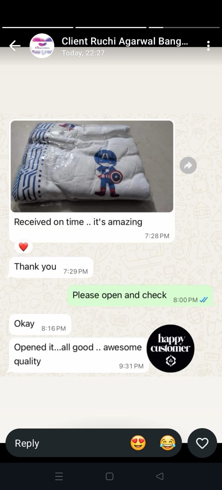 Customer testimonial