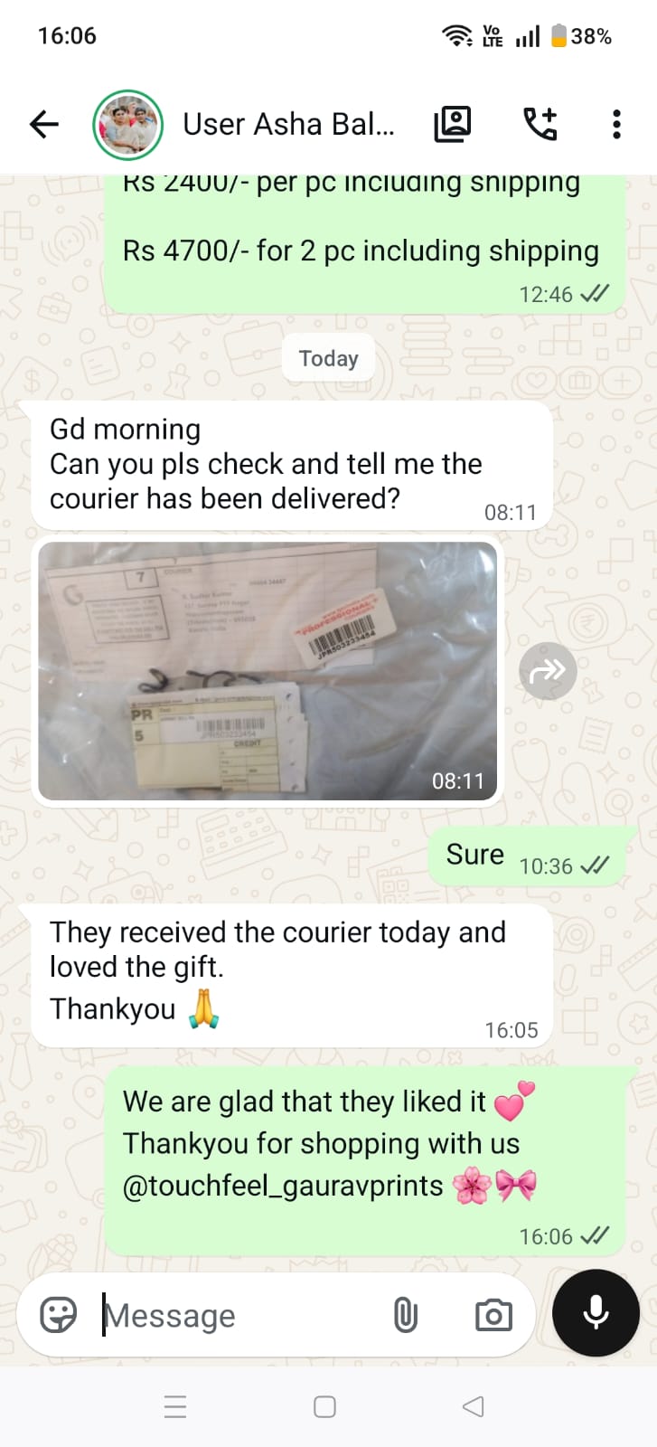 Customer testimonial