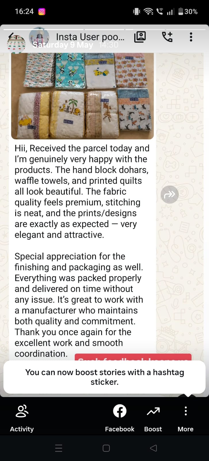 Customer testimonial