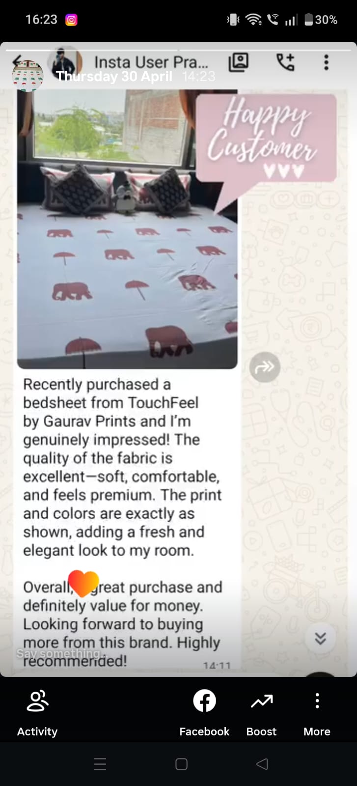 Customer testimonial